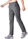 TBMPOY Women's Outdoor Hiking Stretch Pants Quick Dry Lightweight with Zipper Pockets(Dark Gray CA M)