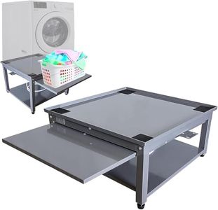 Washer and Dryer Pedestal with Pullout-Shelf - 29" W, 10" H, Black Steel Universal Fit with Major Brands | Laundry Pedestal with Drain Pan & Hose | Washer Stand for Back Pain Relief, 800 lbs Capacity