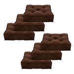 Kuber Industries Square Chair Pad/Cushion | Quilted Microfiber Fabric & Solid Color | Soft & Comfortable Sitting | Size 45 x 45 x 7 CM | Pack of 6 | Brown