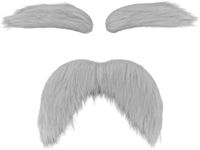 AXEN Fake Mustache and Eyebrows, Self Adhesive Fake Beard Mustaches Bushy Eyebrows, Funny Cosplay Costume Accessories, Grey