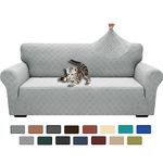 YEMYHOM Couch Cover Latest Jacquard Design High Stretch Sofa Covers for 3 Cushion Couch, Pet Dog Cat Proof Slipcover Non Slip Magic Elastic Furniture Protector (Large, Silver Grey)