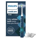 Philips Sonicare 4100 Electric Toothbrush, Sonic Toothbrush with Two Modes, Pressure Sensor and Timer, Malibu Blue Prismatic, Model HX3689/42