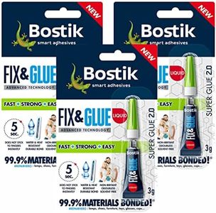 3 x Bostik Fix & Glue Liquid Super Glue for Instant Bond in 5 Seconds | Non-Hazardous, Non-Irritant, Odourless, Solvent-Free & Water-Resistant | For Bonding Most Materials | 9g in Total