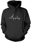 Guitar Heartbeat - Unisex Hoodie - Player Band Guitarist L Black