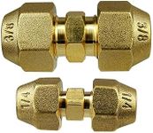 2Pieces Copper Pipe Extension Joint Connectors for Air Conditioning Pipe Coupling Adapters with Flare Nuts and Connectors for Copper Tube Diameter 3/8 and 1/4-Inch