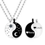 Uloveido Custom Yin Yang Pendants - 2pcs Stainless Steel Sun Moon and Star Necklace for Men Women Puzzle Matching Relationship Necklace YA4562 (Custom Engraving)