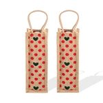 Kuber Industries (Pack of 2) Jute Bottle Bag | Bottle Carry Bags | 1 LTR | Reusable Bottle Bag with Handle | Office Bottle Bag | Wine Bottle Bag | Travel Bottle Bag | Small Dot-Print | Red