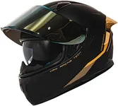 HAX Obsidian Full Face Dual Visor Adult Motorcycle Helmet for Motorbike Street Bike with Pinlock Ready DOT Approved Matte Black Gold L