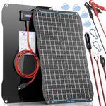 Voltset 30W Solar Panel Car Battery Charger, 12V ETFE Portable Waterproof Solar Power Trickle Battery Charger & Maintainer for Car, Boat, RV, and Motorcycles with Cigarette Lighter & Alligator Clips