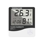 AERYS HTC-1 Digital Hygrometer Thermo-Meter Humidity Meter with Alarm Clock LCD Display (HTC1)