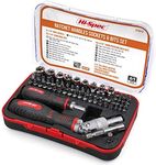 Hi-Spec 61pc 1/4” Hex Driver Bits & Socket Set with Right Angle Ratchet Handle. Easy Repairs with Torx & Small Precision Multi Bits. Impact Screwdriver Bit Set in a Storage Case