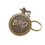 MALKIN Bro Embossed Pocket Watch Keychain | Birthday Gift For Brother Special | Birthday Gift For Brother | Gift For Brother Birthday Unique Gift | Rakhi Gift For Brother | Alloy Steel, Bronze