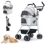 Siairo 3-in-1 Foldable Pet Stroller 20KG - Detachable Carrier Car Seat, Indoor Outdoor Dog Cat Stroller for Small Medium Pets,Storage Basket,Storage Bag and Food Tray