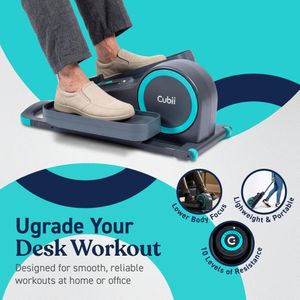Cubii Go Under Desk Elliptical Trainer – Aqua, LCD Tracker, Adjustable Resistance
