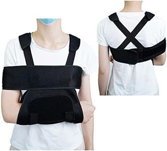 WESMTWIN Kids Arm Sling For Shoulder Injury Elbow Surgery Support Brace Immobilizer Child Adjustable Medical Rotator Cuff Injury Mesh Sling (Black, Medium)