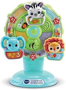 VTech - La Grande Roue des Baby Loulous, Hochet à Ventouse pour Table et Chaise Haute, Jouet d'Éveil Musical avec 3 Animaux, Zèbre, Lion et Éléphant, Cadeau Bébé Dès 6 Mois - Contenu en Français