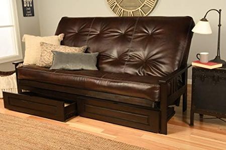 Kodiak Furniture Monterey Queen-size Futon, Storage Drawers, Espresso Finish with Oregon Trail Java Mattress