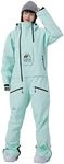 RIUIYELE Womens Mens One Pieces Ski Suits Jumpsuits Insulated Waterproof Snowsuits Winter Outdoor Snowboard Coveralls, Mint Green, Small