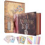 Our Adventure Book Scrapbook Photo Album 11.9 * 7.6inch 80 Page,Embossed Words Hard Cover Movie Up Travel Scrapbook For Anniversary,Wedding,Travelling,Christmas,Couples Gifts For Him And Her