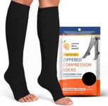 Lemon Hero Medical Compression Socks for Women - Toeless Compression Socks for Men, 15-20 mmHg Zippered Lightweight Compression Socks with Zip Guard for Skin Protection- 3XL, Black [1 Pair]