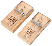 Pest-Stop Little Nipper Mouse Trap - Super Strength Wooden Traps for Indoors - Durable Reusable Snap Traps - Mice Trap for Rodent Control - Mousetraps for Home and Office - Pack of 2