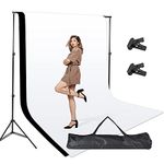 Photo Video Studio Background Backdrop Stand Kit, 5.2x9.8ft Photography Support System with Backdrops, White Black