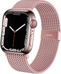 GURINA Straps Compatible with Apple Watch Strap 38mm 40mm 41mm, Metal Stainless Steel Mesh Loop Replacement Band Compatible with iWatch Ultra Series 8 7 6 5 4 3 2 1 SE, Rose Gold