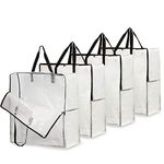 DECO EXPRESS Laundry Bags, Heavy Duty Jumbo Garage, Attic Or Underbed Storage Solutions For Clothes, Bedding, Duvet, Pack Of 4 Extra Large Clear Bags With Zip For Dust Protection When Moving Houses