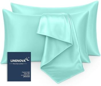 LINENOVA Silky Satin Pillowcases Set of 2 – Standard Size 48x74cm, Frizz Control & Gentle on Skin, Silk-Like Feel with Envelope Closure – Gift Ready – Sage