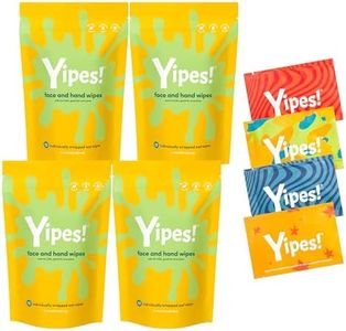 Yipes! Kids Face and Hand Wipes | Compostable Wet Wipes for Sensitive Skin | Individually Wrapped | Classroom Must Haves | Travel Essentials | For Backpacks, Lunchboxes, Classroom Supplies | 4 pack