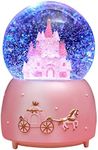 Castle Snow Globes Luminous Music Box Cartoon Christmas Snow House Automatic Spray Snowflake Rotating Crystal Ball with Color Changing LED Lights for Home Decoration Birthday Gift