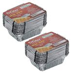 Freshee Pack of 2 x 25 pcs Aluminium Silver Foil Container 250ml, Food Storage Disposable Containers with Lid for Kitchen