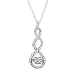 MAX + STONE 1/10 Carat Natural Diamond Side by Side Dancing Diamond Pendant Necklace for Women | Sterling Silver Diamond Necklace for Women | Real Diamond Infinity Necklace for Women