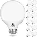 hansang 12 Pack Bathroom Light Bulbs, 5000K Daylight LED Globe Light Bulbs, 60W Equivalent E26 Base, G25 Vanity Light Bulb for Bathroom Makeup Mirror, Bedroom Lights 120V, CRI85+, 500LM, Non-dimmable