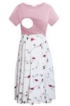 Smallshow Women's Short Sleeve Casual Maternity Nursing Dress for Breastfeeding Pink-SVP033 M