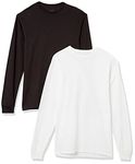 Soffe Men's Midweight Cotton Long Sleeve Tee T-Shirt, Black/White (2 Pack), XXL (Pack of 2)