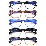 CLASAGA Reading Glasses for Women Men, Blue Light Blocking Ladies Computer Readers with Spring Hinge (5 mix color, 1.5, multiplier_x)