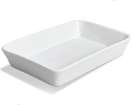 ONEMORE Ceramic Baking Dish, 9x13 Baking Pan Casserole Dish Large Rectangular Baking Dishes for Oven Deep Dish Lasagna Pan for Family Meals Ribbed White Bakeware for Roasting & Serving