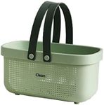 kamuavni Medium Bathroom Caddy,Portable Shower Caddy Green,Plastic Bathroom Organizer Basket, Waterproof Shower Storage, Dries Quickly with Drainage Holes 12.4 * 6.14 * 7inch - Light Green