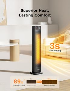 Midea 30" Ceramic Tower Heater – Portable Electric Space Heater