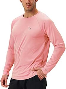 NAVISKIN Men's Sun Protection UPF 50+ UV Outdoor Long Sleeve Shirts Coral Pink Size L