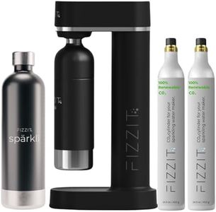 Black Stainless Steel Sparkling Water Maker with 2 CO2 Cylinders & 1L Reusable Bottle