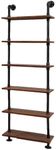 Artiss Floating Wall Shelf, 6 Tier Bookshelf Bathroom Shelves Display Ladder Pipe Shelving Rack Bracket Home Office Bedroom Living Room Kitchen Furniture, DIY Industrial Rustic 60cm Width Brown