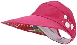 YEKEYI Sun Hats Women Summer Hat Outdoor UV Protection Wide Large Brim Cap Beach Visor Caps Foldable (Nave) (Rose Red)