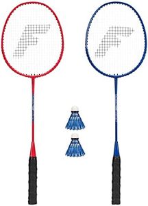 Franklin Sports 2 Player Badminton Replacement Set - 2 Badminton Racquets and 2 Shuttlecocks - Adults and Kids Backyard Game - Red, Blue, Stars, One Size