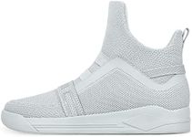 Soulsfeng Grey High Top Sneakers for Men Size 9 Basketball Shoes Slip On Mesh Knit Walking Shoes