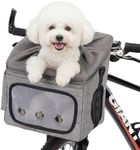 Ownpets Pet Bike Basket, Foldable Waterproof Dog Bike Basket Carrier with Mesh Windows & Adjustable Safety Straps for Small, Medium Dogs & Cats, Dog Bag Carrier for Cycling, Walking, Car Travel