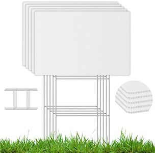 DIESOTT 5 Pack Blank Yard Signs with Stakes, 18X12 Inches White Corrugated Plastic Garden Lawn Yard Signs for Happy Birthday, Garage Sale Signs, Rent, Party, Guidepost, Halloween, Christmas Décor