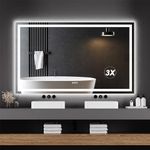 GarveeHome 60"x 36" Led Bathroom Mirror with Front and Backlit, Stepless Dimmabl, Anti-Fog, Shatter-Proof, Memory, Wall Mounted Lighted Vanity Mirror(Horizontal/Vertical)