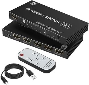 8K@60Hz HDMI Switch 5 in 1 Out, 5 Port HDMI 2.1 Switcher Selector Box for 5 Computers with Remote Control, HDMI Multiport Adapter Port Expander Switcher Splitter for PS5 PS4 Xbox PC TV